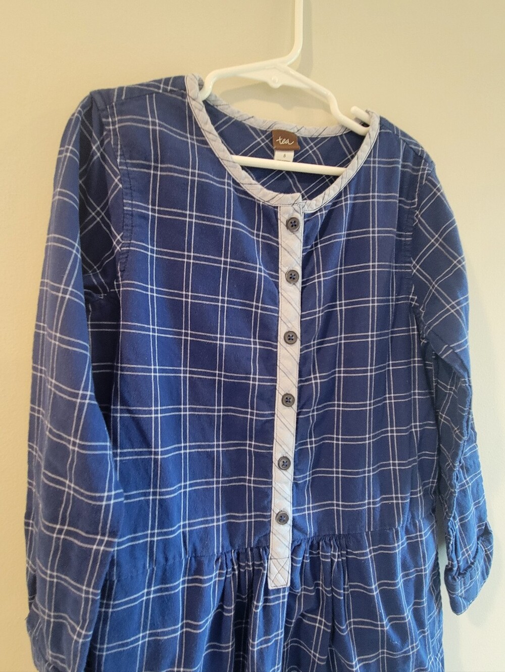 Tea Collection Girls Blue Plaid Button-Front Dress
